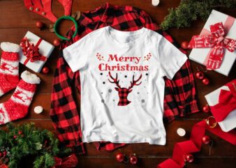 Christmas Gift, Merry Christmas Buffalo Plaid Reindeer Head Diy Crafts Svg Files For Cricut, Silhouette Sublimation Files