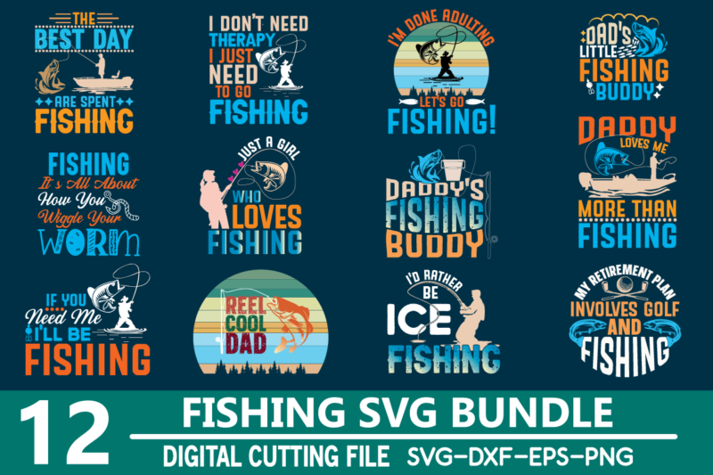 Fishing SVG bundle, Fishing SVG eps png dxf cut files For Cricut Silhouette digital download