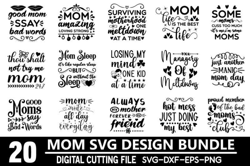 Mom Svg Bundle Vector T Shirt Designs Buy T Shirt Designs