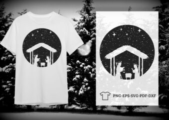 Holy Night Christmas Silhouette SVG Diy Crafts Svg Files For Cricut, Silhouette Sublimation Files