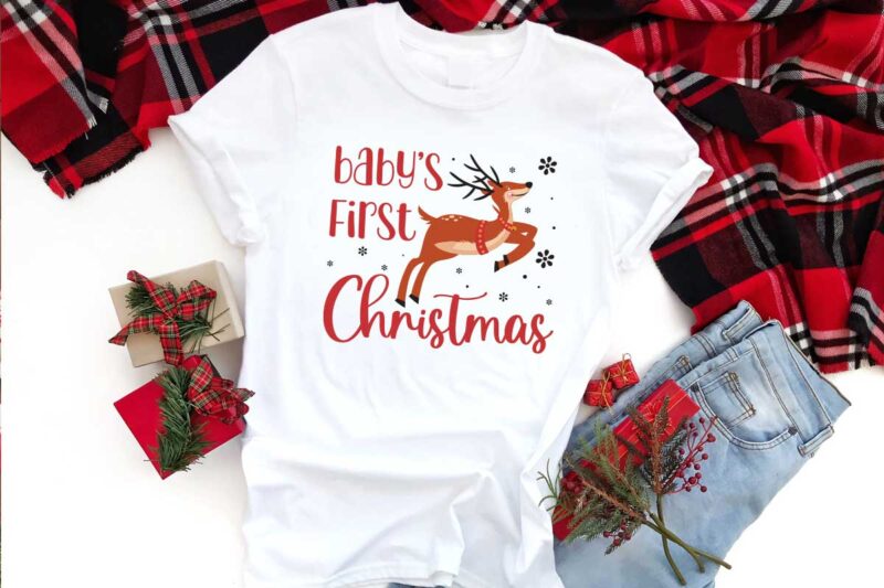 Babys 1st Christmas Reindeer Silhouette SVG Diy Crafts Svg Files For Cricut, Silhouette Sublimation Files