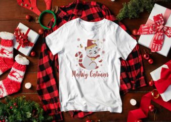 Christmas Gift, Meowy Christmas Cute Cat Diy Crafts Svg Files For Cricut, Silhouette Sublimation Files t shirt vector file