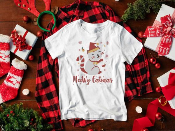 Christmas gift, meowy christmas cute cat diy crafts svg files for cricut, silhouette sublimation files t shirt vector file