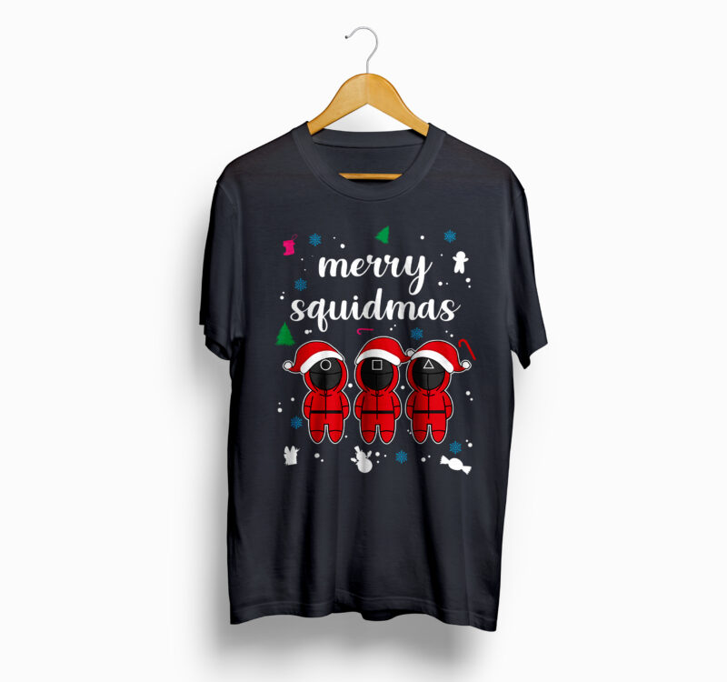 t-shirt vector Christmas, Special Christmas T-Shirt designs, Squidmas, Squid Game Christmas, Vector Christmas Designs