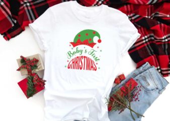 Christmas Gift, Babys 1st Christmas Elf Hat Diy Crafts Svg Files For Cricut, Silhouette Sublimation Files t shirt vector file
