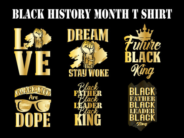 Golden black history month t shirt design bundle