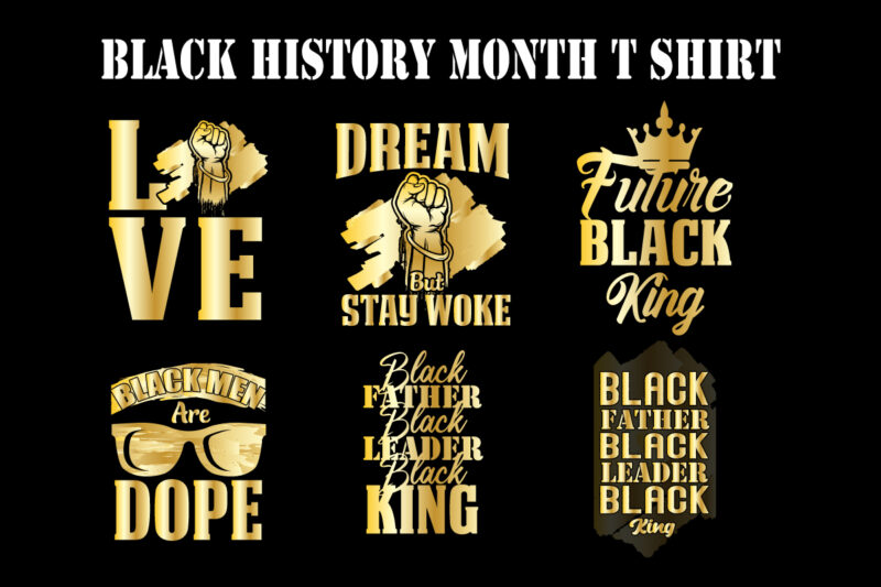 Golden black history month t shirt design bundle