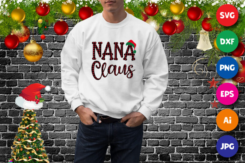 Nana Claus SVG, Santa hat SVG, Family Christmas design print template
