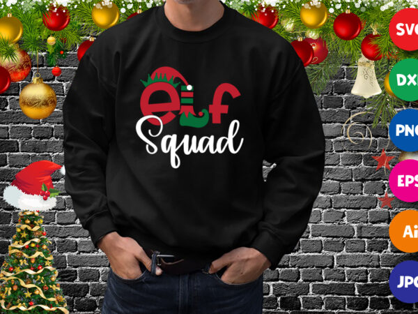 Elf squad, funny family christmas matching holiday group elf squad t-shirt print template