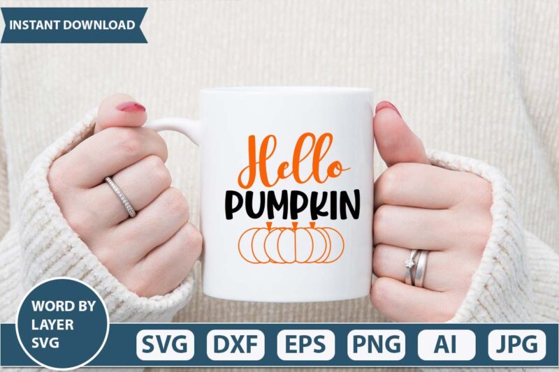 Hello pumpkin svg vector