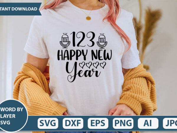 123 happy new year svg vector for t-shirt