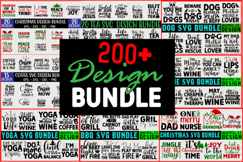 t-shirt vector 200 + SVG T shirt Design Bundle