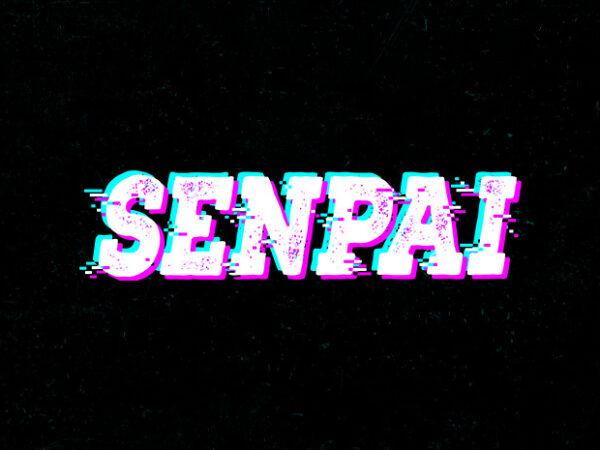 Senpai glitch logo t shirt template vector