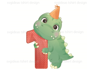 Birthday Gift, 1st Birthday Cute Trex Silhouette SVG Diy Crafts Svg Files For Cricut, Silhouette Sublimation Files