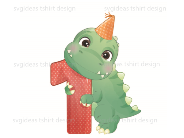 Birthday gift, 1st birthday cute trex silhouette svg diy crafts svg files for cricut, silhouette sublimation files t shirt template