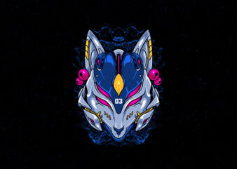 kitsune mask t shirt vector art