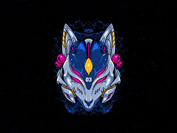 Kitsune mask t shirt vector art