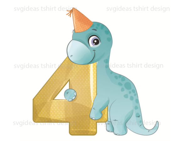 Birthday gift, 4th birthday cute trex silhouette svg diy crafts svg files for cricut, silhouette sublimation files t shirt template