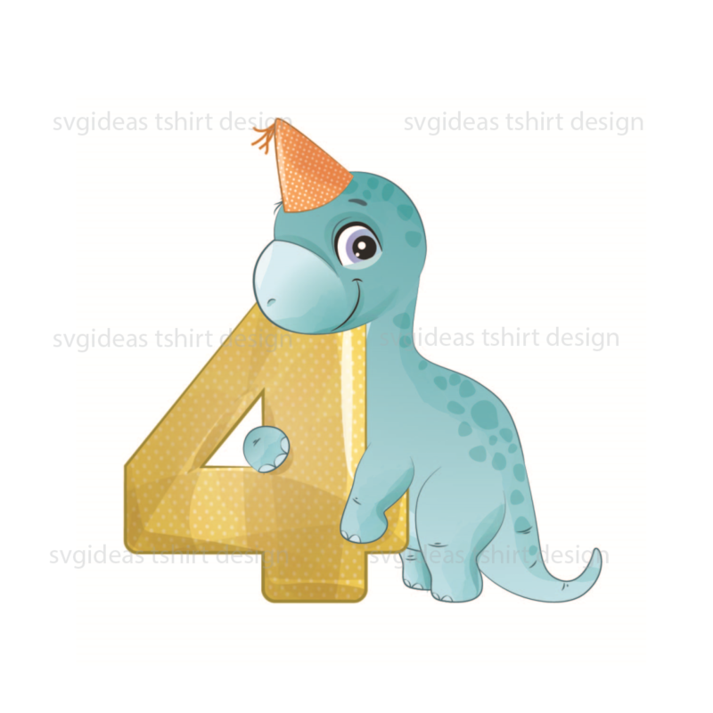 Birthday Gift, 4th Birthday Cute Trex Silhouette SVG Diy Crafts Svg Files For Cricut, Silhouette Sublimation Files
