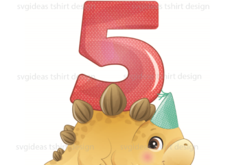 Birthday Gift, 5th Birthday Cute Trex Silhouette SVG Diy Crafts Svg Files For Cricut, Silhouette Sublimation Files