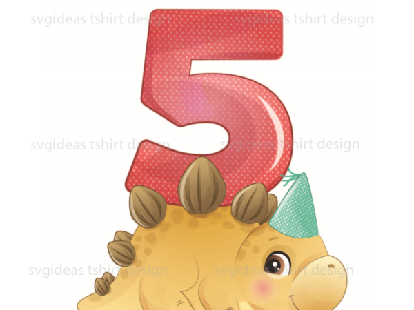 Birthday gift, 5th birthday cute trex silhouette svg diy crafts svg files for cricut, silhouette sublimation files t shirt template