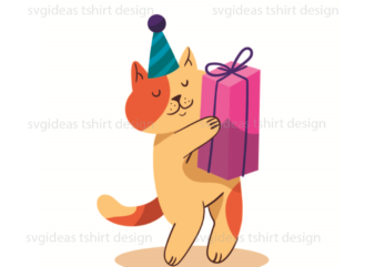 Birthday Gift, Happy Birthday Funny Cat Silhouette SVG Diy Crafts Svg Files For Cricut, Silhouette Sublimation Files t shirt template
