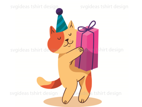 Birthday gift, happy birthday funny cat silhouette svg diy crafts svg files for cricut, silhouette sublimation files t shirt template