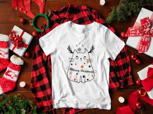 Merry christmas cute cat gift idea diy crafts svg files for cricut, silhouette sublimation files t shirt designs for sale