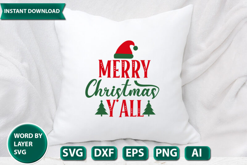 MERRY CHRISTMAS Y’ALL SVG Vector for t-shirt
