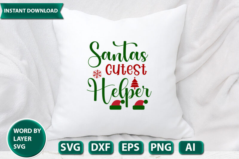 Santas Cutest Helper SVG Vector for t-shirt