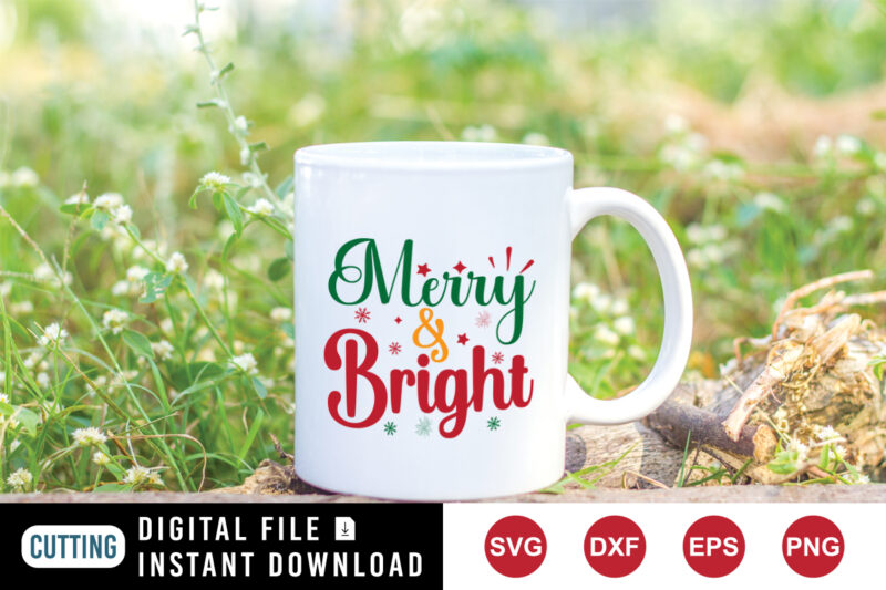 Merry And Bright t-shirt, Christmas shirt print template