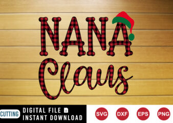 Nana Claus SVG, Santa hat SVG, Family Christmas design print template
