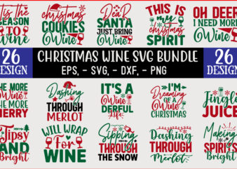 Christmas Wine SVG T shirt Design Bundle