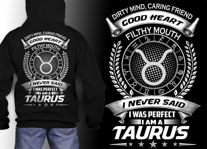 taurus zodiac tshirt design psd file editable text and layer png, jpg psd file