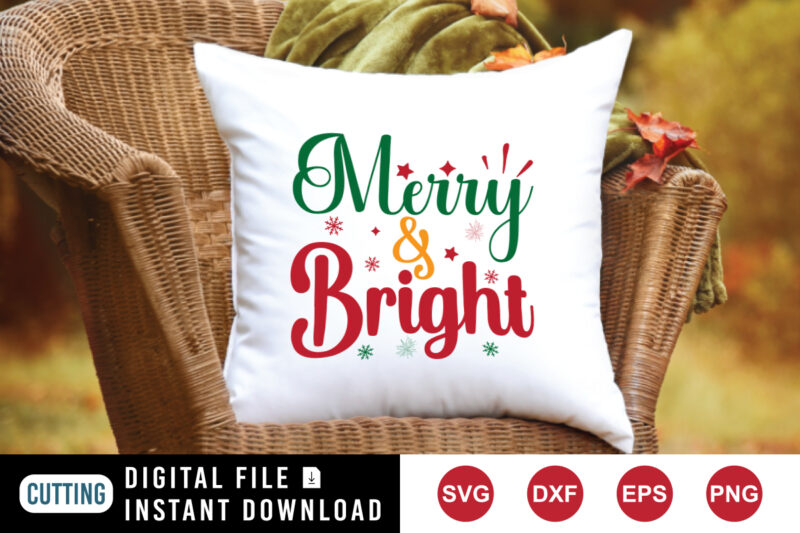 Merry And Bright t-shirt, Christmas shirt print template