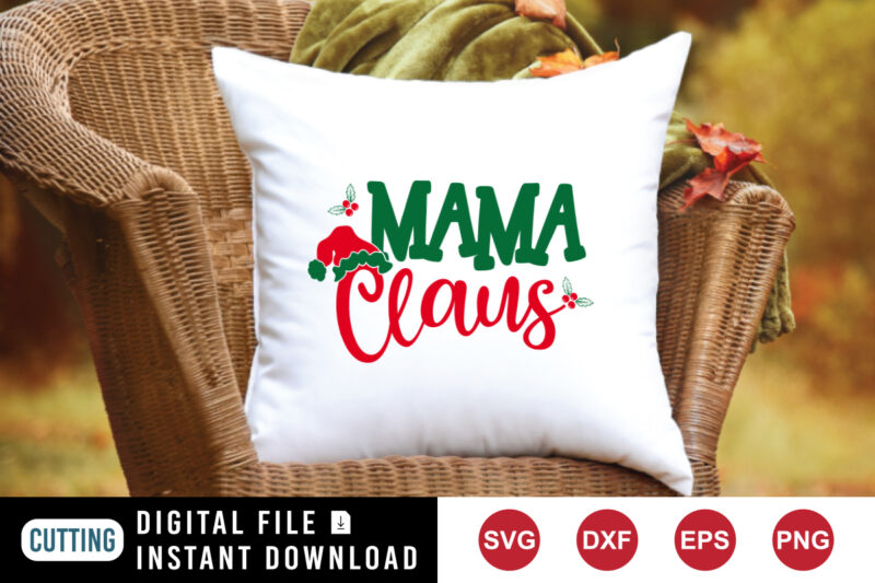 Mama Claus t-shirt, Santa hat shirt, mama shirt print template