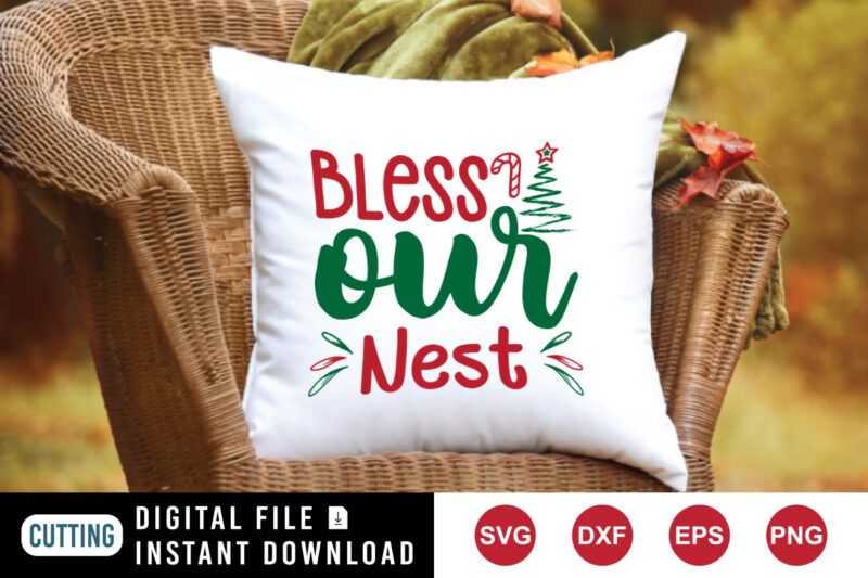 Bless our nest Christmas brush stock tree shirt, funny Christmas shirt print template