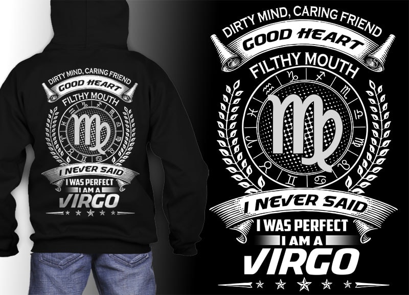 virgo zodiac tshirt design psd file editable text and layer png, jpg psd file