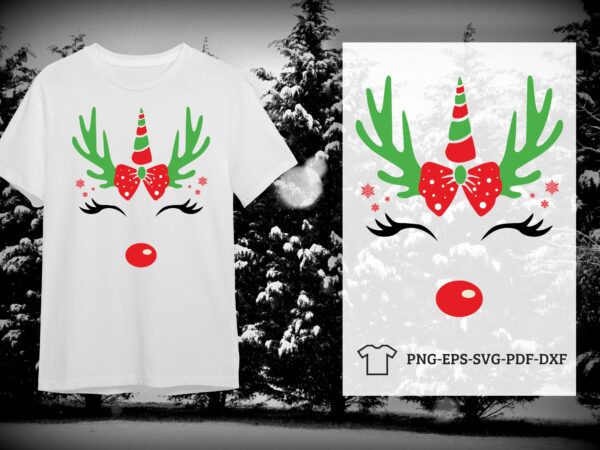 Christmas cute unicorn gift idea diy crafts svg files for cricut, silhouette sublimation files t shirt vector file