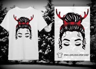 Christmas Mom Gift, Messy Bun Mom Silhouette SVG Diy Crafts Svg Files For Cricut, Silhouette Sublimation Files