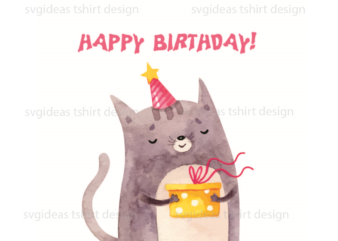 Birthday Gift, Cute Birthday Cat Silhouette SVG Diy Crafts Svg Files For Cricut, Silhouette Sublimation Files