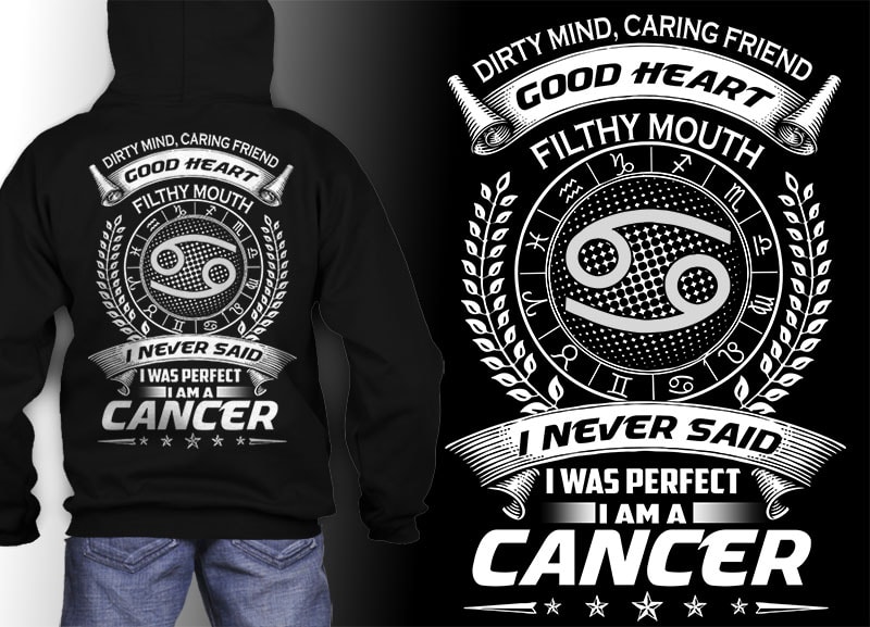 cancer zodiac tshirt design psd file editable text and layer png, jpg psd file