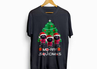 Merry squidmas, squid games, squid game vector t-shirt design, squid santa claus, Korean Drama