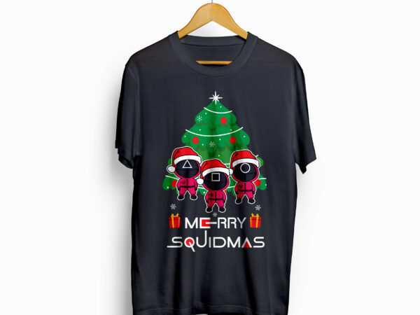 Merry squidmas, squid games, squid game vector t-shirt design, squid santa claus, korean drama
