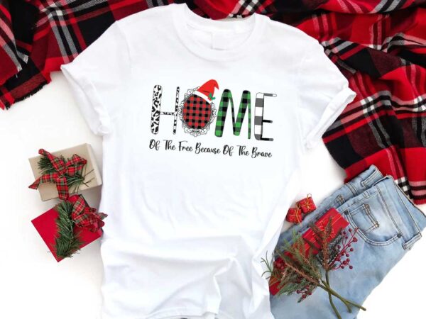 Christmas decor gift, home of the free because of the brave silhouette svg diy crafts svg files for cricut, silhouette sublimation files t shirt vector file