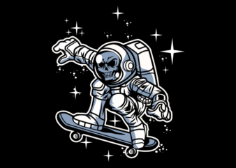 ASTRONAUT SKULL SKATEBOARD t shirt vector