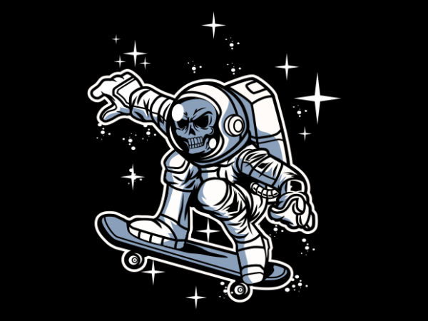Astronaut skull skateboard t shirt vector