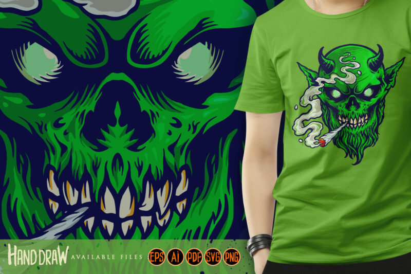 Angry Devil Marijuana Smoke Illustrations