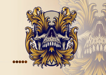 Angry Skull Victorian Gold Ornaments