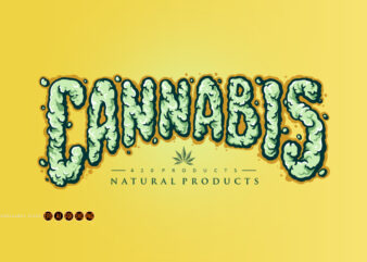 Cannabis Text Smoke Element Illustrations